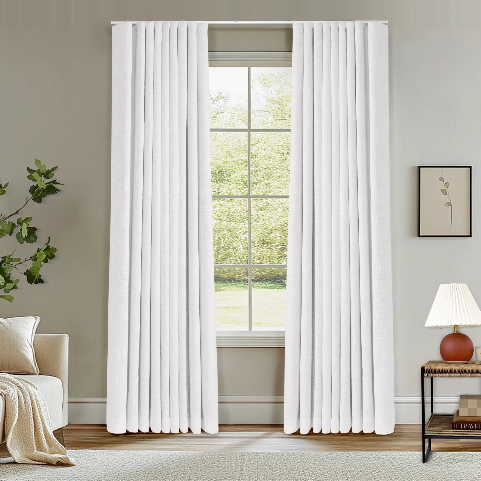 Zoe Linen Ripple Fold Drapery with Track Kit