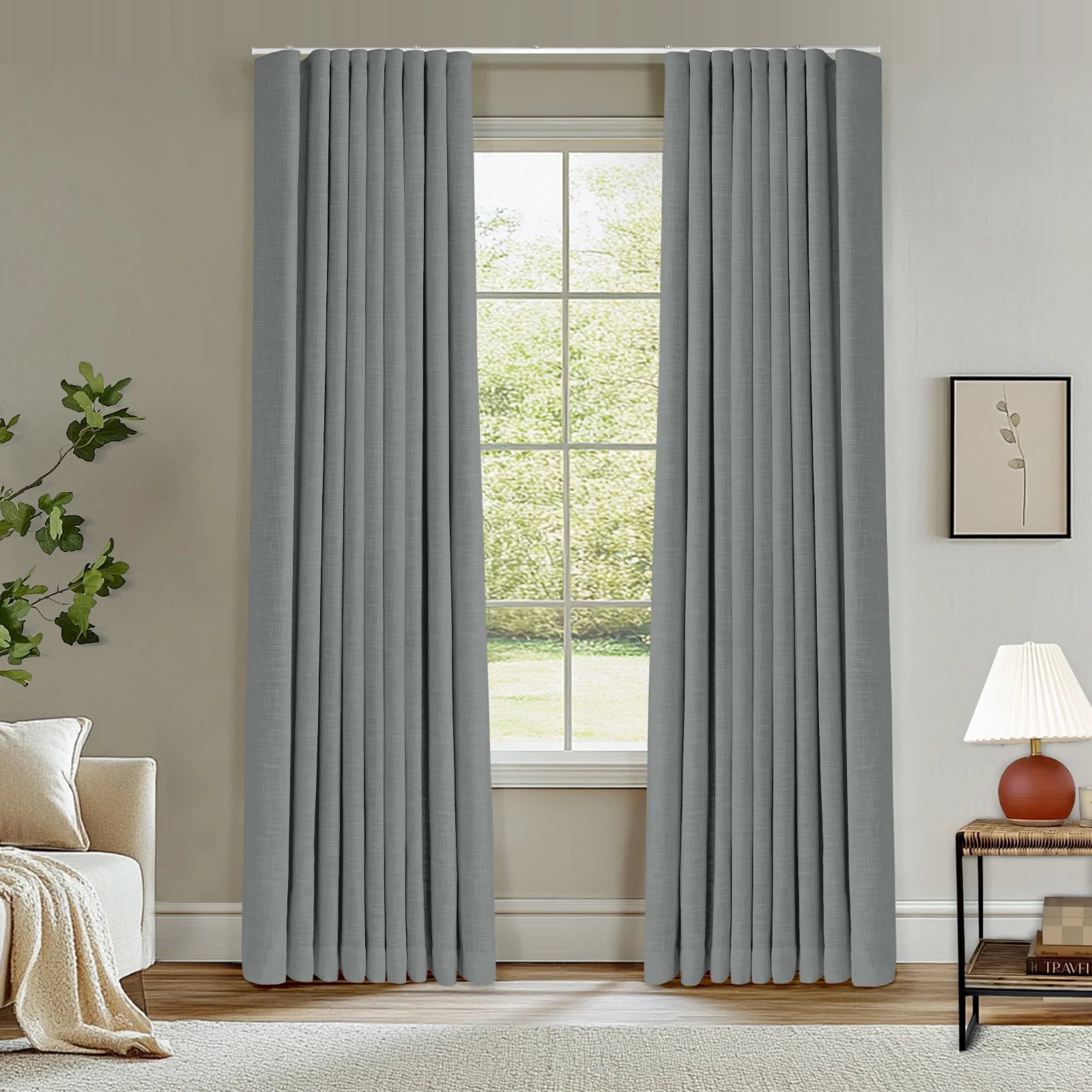 Zoe Linen Ripple Fold Drapery with Track Kit