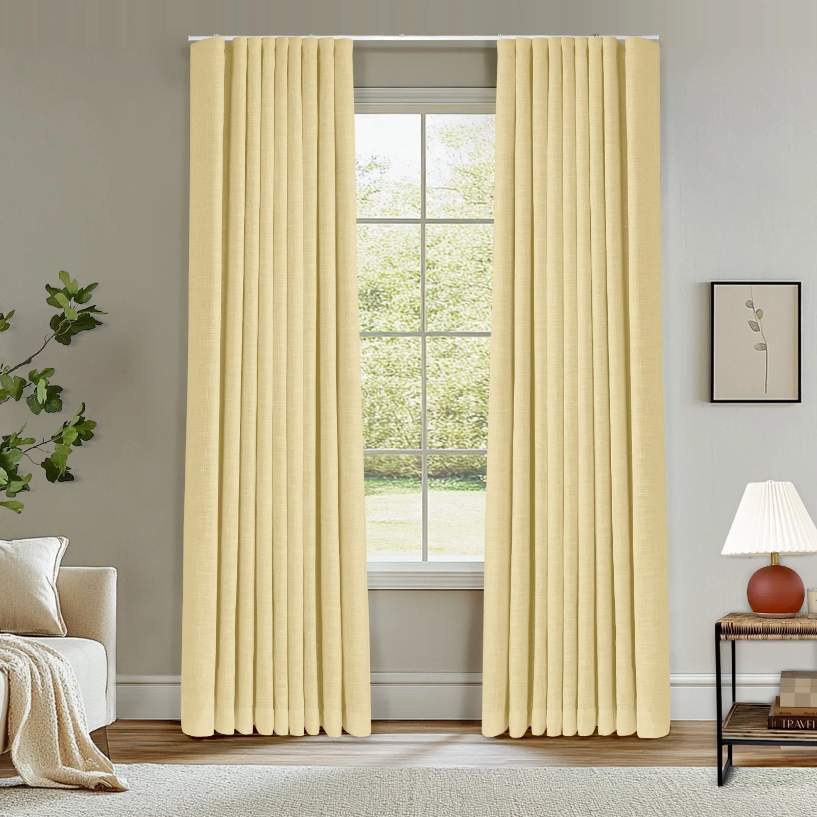 Zoe Linen Ripple Fold Drapery with Track Kit