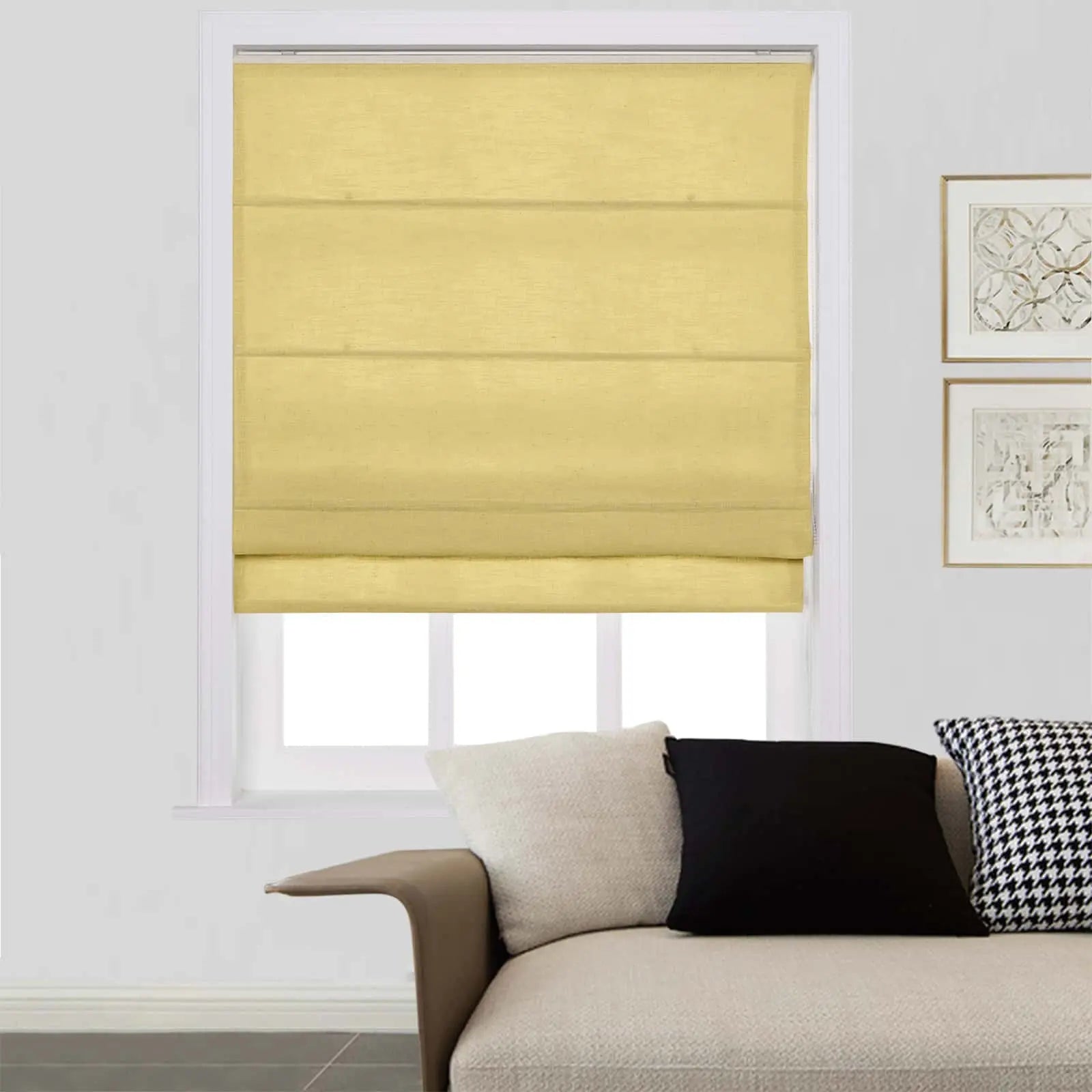 Zoe Linen Roman Shades Cord Lift