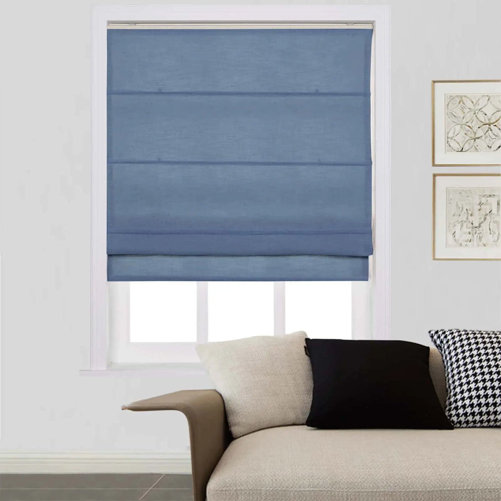 Zoe Linen Roman Shades Cord Lift