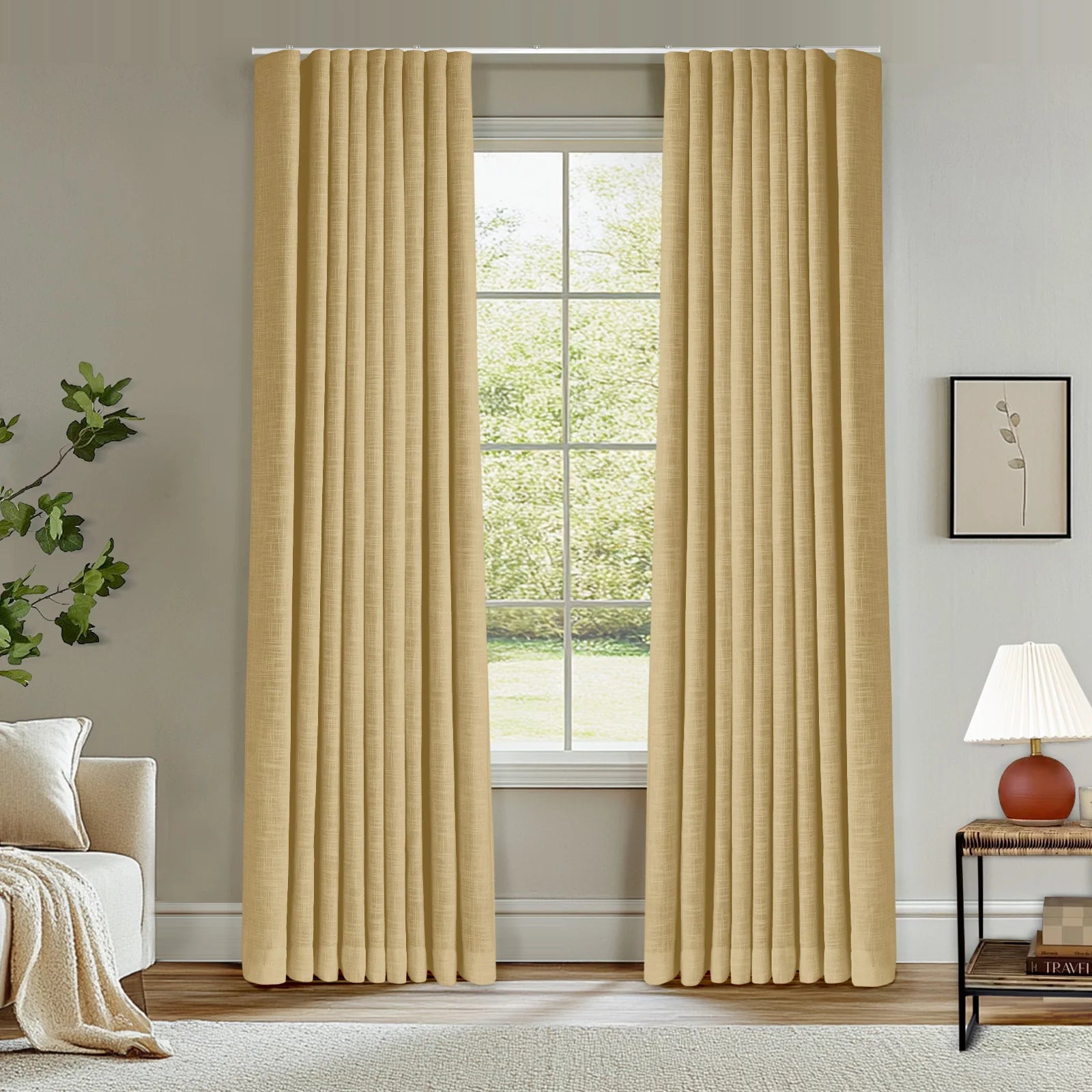 Zoe Linen Ripple Fold Drapery with Track Kit