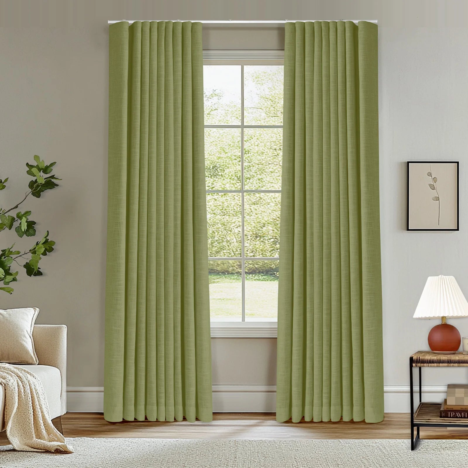 Zoe Linen Ripple Fold Drapery with Track Kit