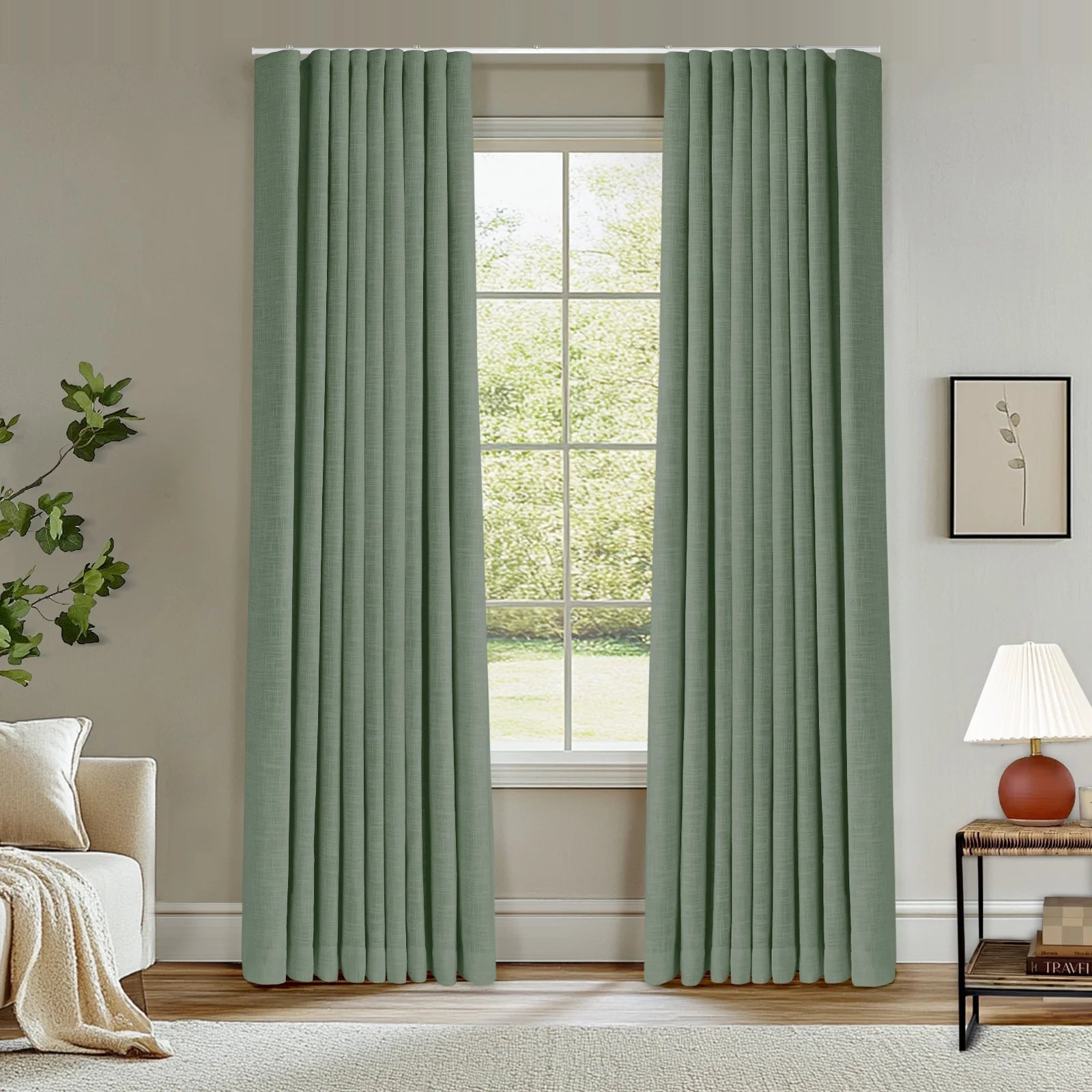 Zoe Linen Ripple Fold Drapery with Track Kit