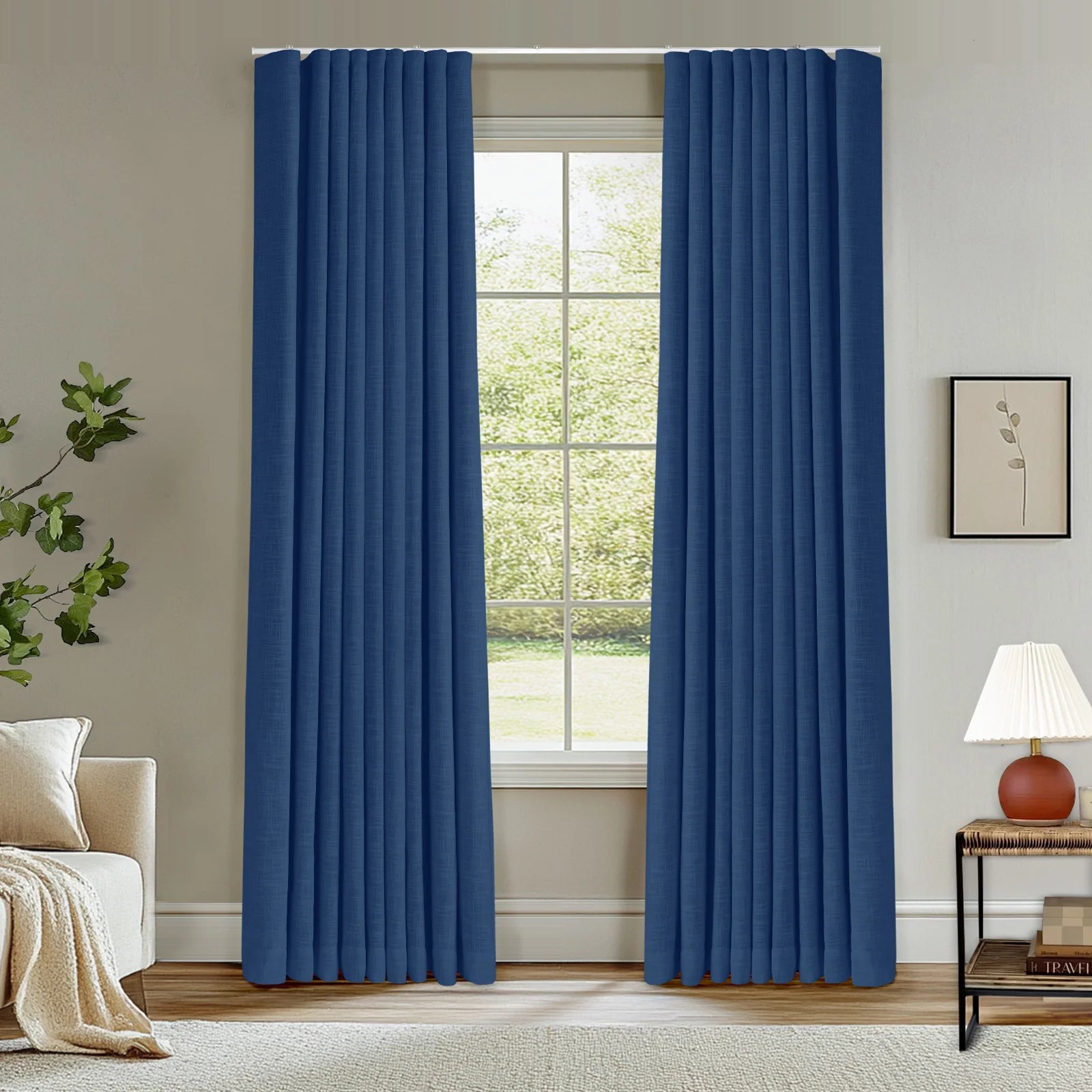 Zoe Linen Ripple Fold Drapery with Track Kit