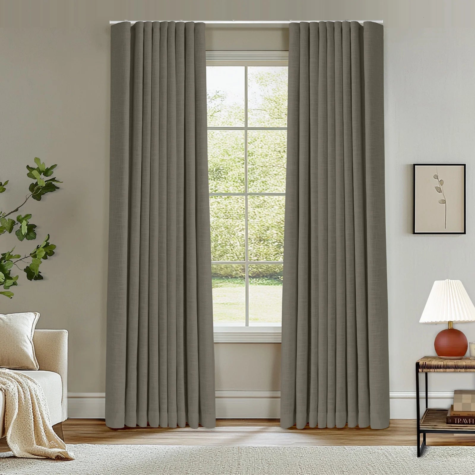 Zoe Linen Ripple Fold Drapery with Track Kit