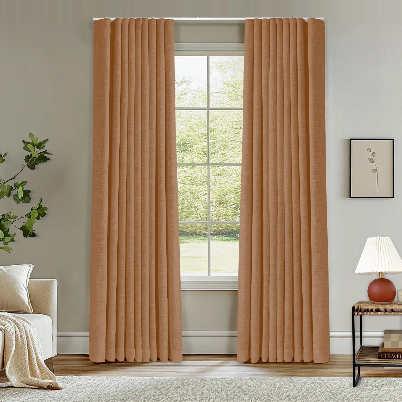 Zoe Linen Ripple Fold Drapery with Track Kit