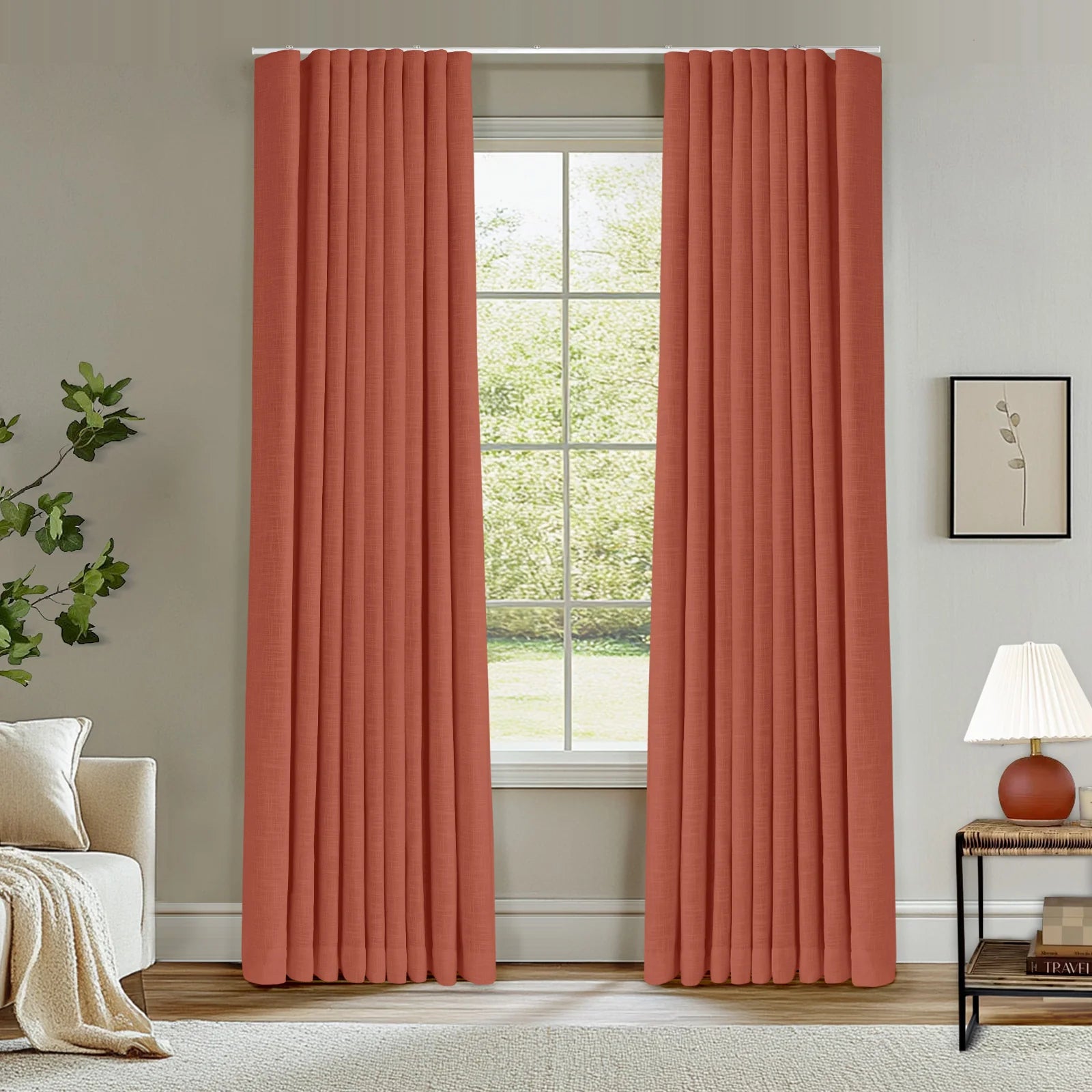 Zoe Linen Ripple Fold Drapery with Track Kit