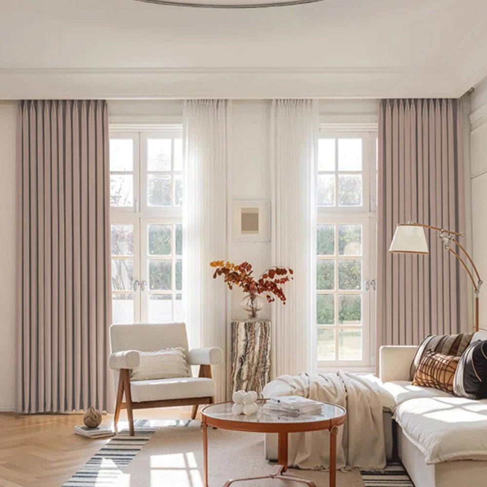 Luna Velvet Minimalist Ripple Fold Curtain with Track Kit