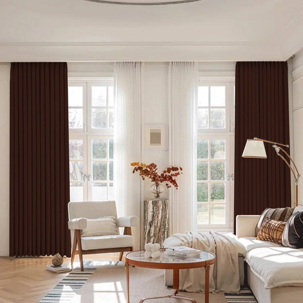 Luna Velvet Minimalist Ripple Fold Curtain with Track Kit