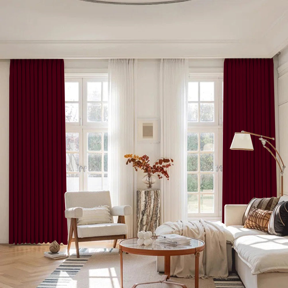 Luna Velvet Minimalist Ripple Fold Curtain with Track Kit