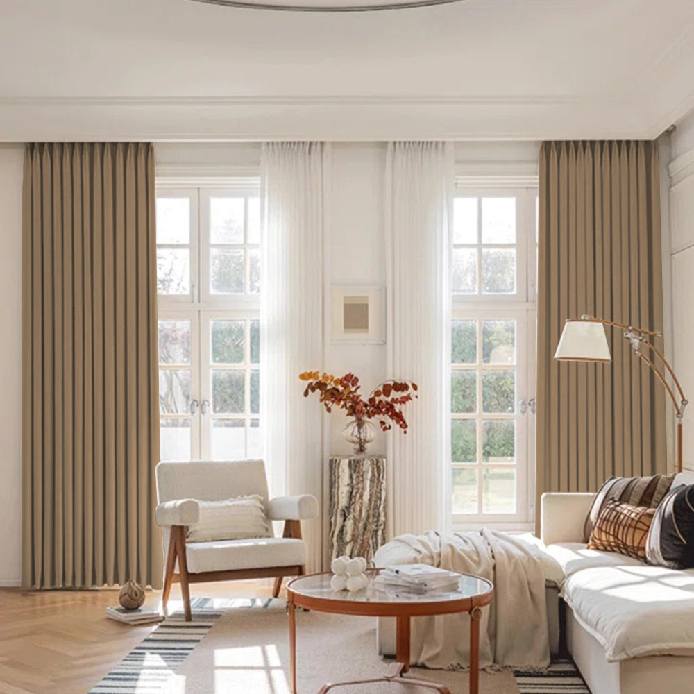 Luna Velvet Minimalist Ripple Fold Curtain with Track Kit