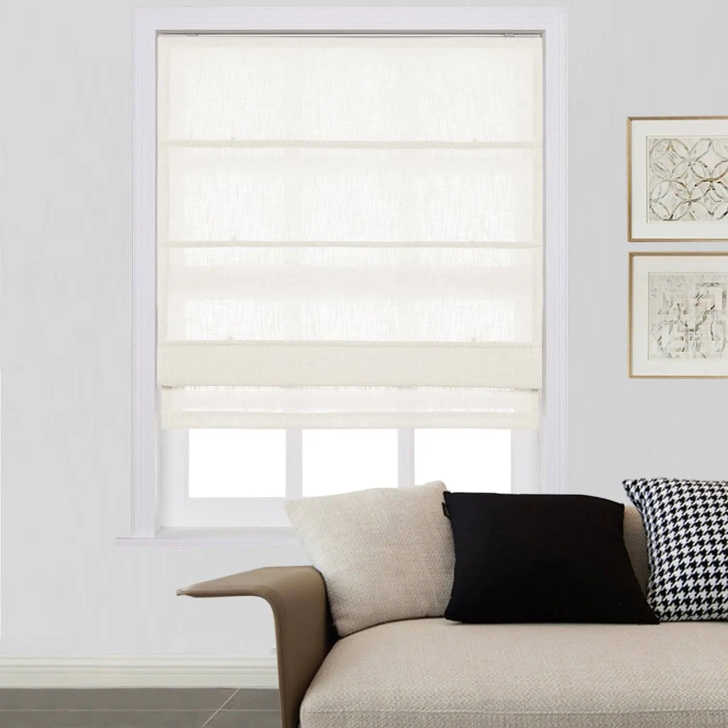 Zoe Linen Roman Shades Cord Lift