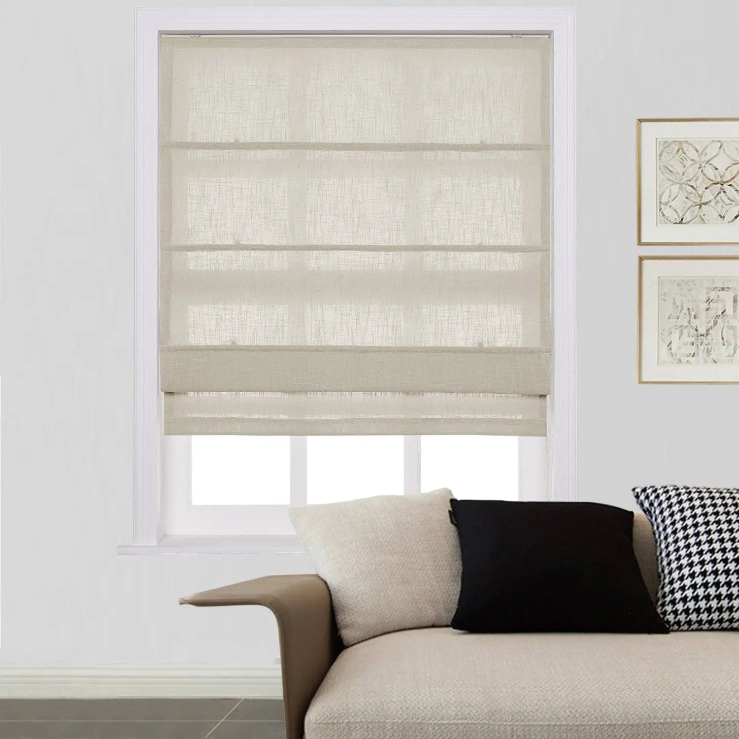 Zoe Linen Roman Shades Cord Lift