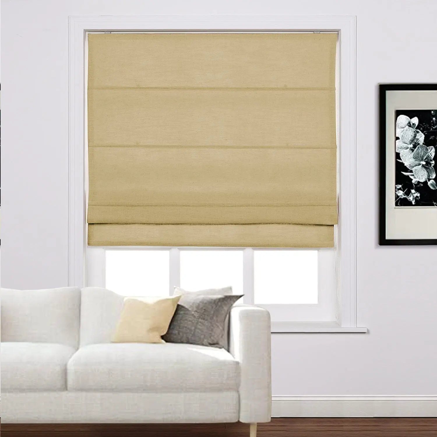 Zoe Linen Roman Shades Cord Lift