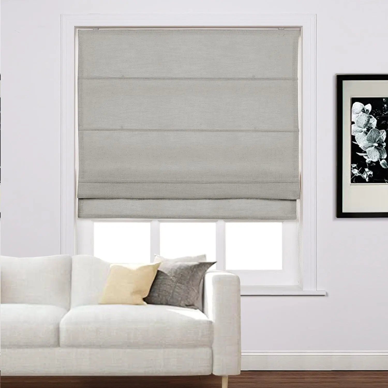 Zoe Linen Roman Shades Cord Lift
