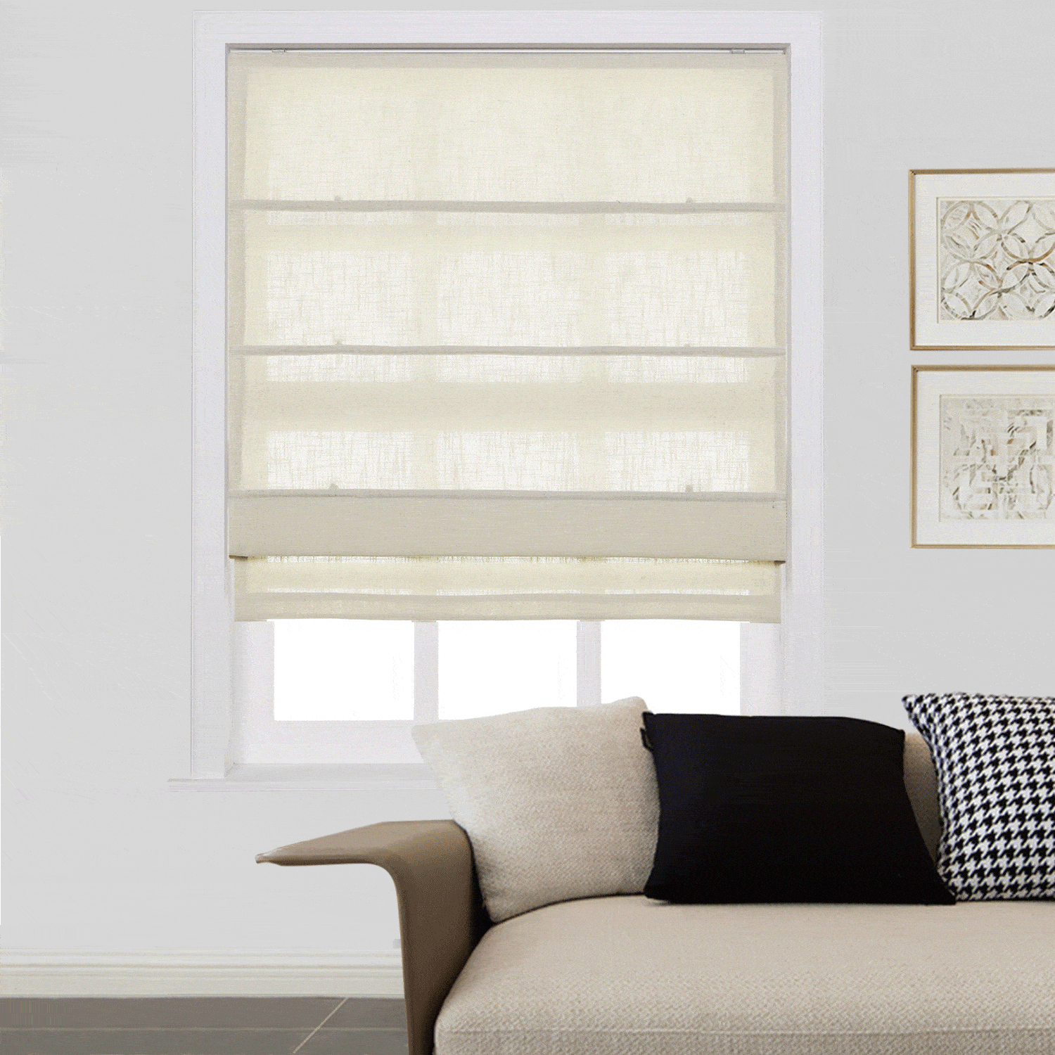 Zoe Linen Roman Shades Cord Lift