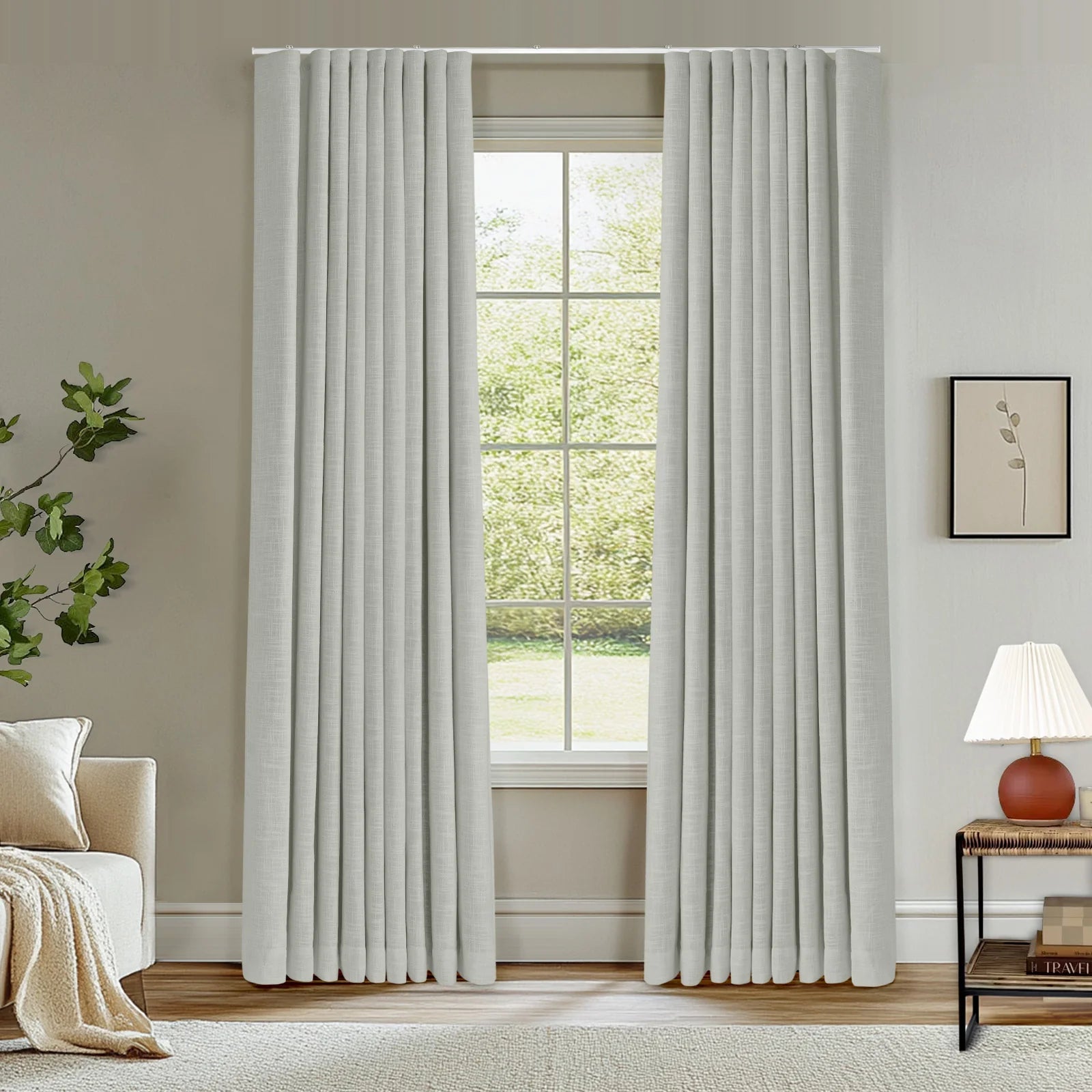 Zoe Linen Ripple Fold Drapery with Track Kit