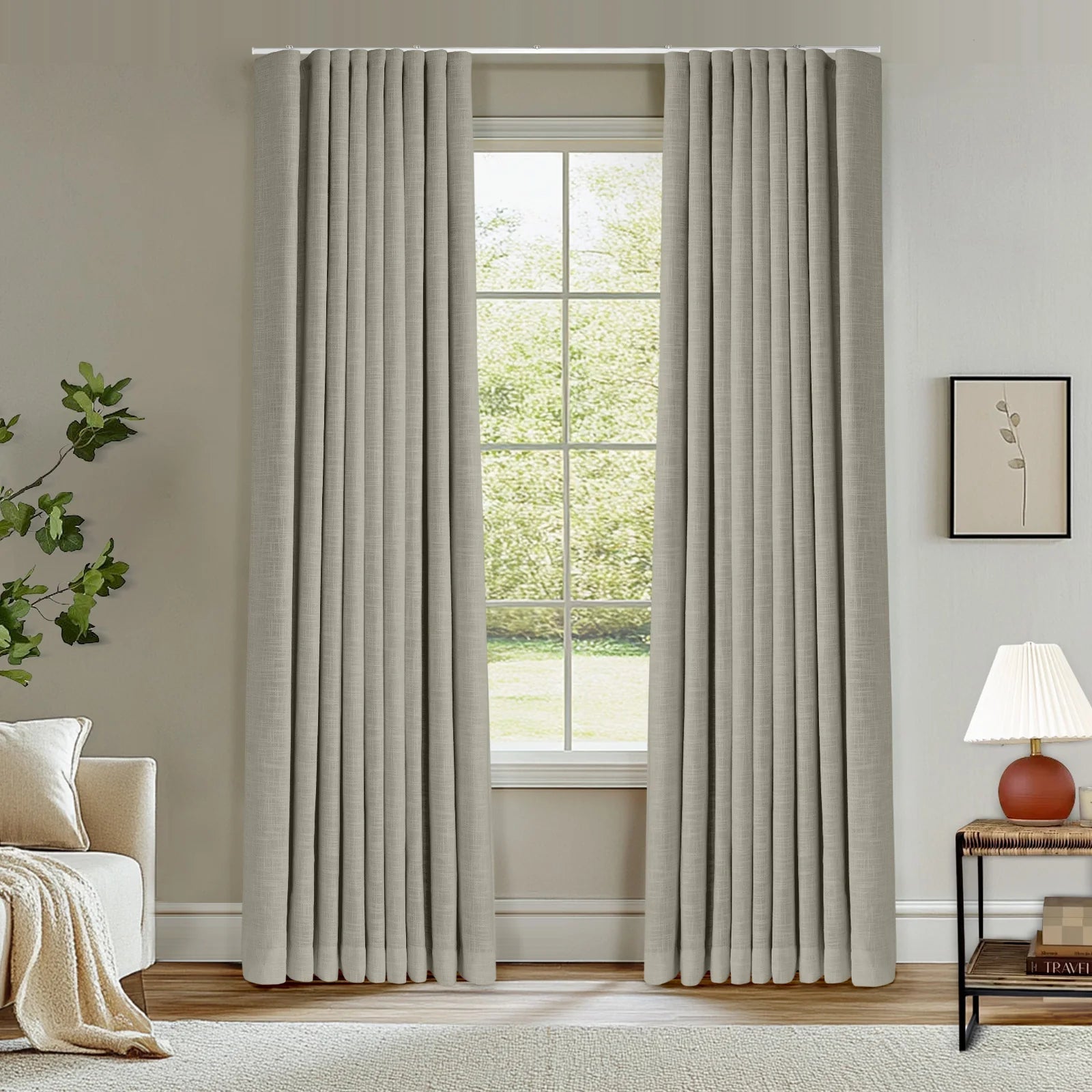 Zoe Linen Ripple Fold Drapery with Track Kit