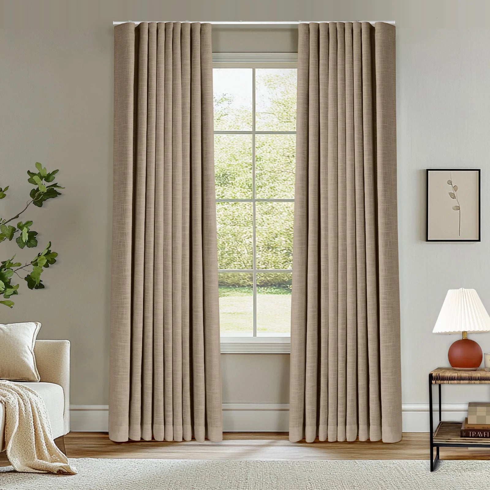 Zoe Linen Ripple Fold Drapery with Track Kit