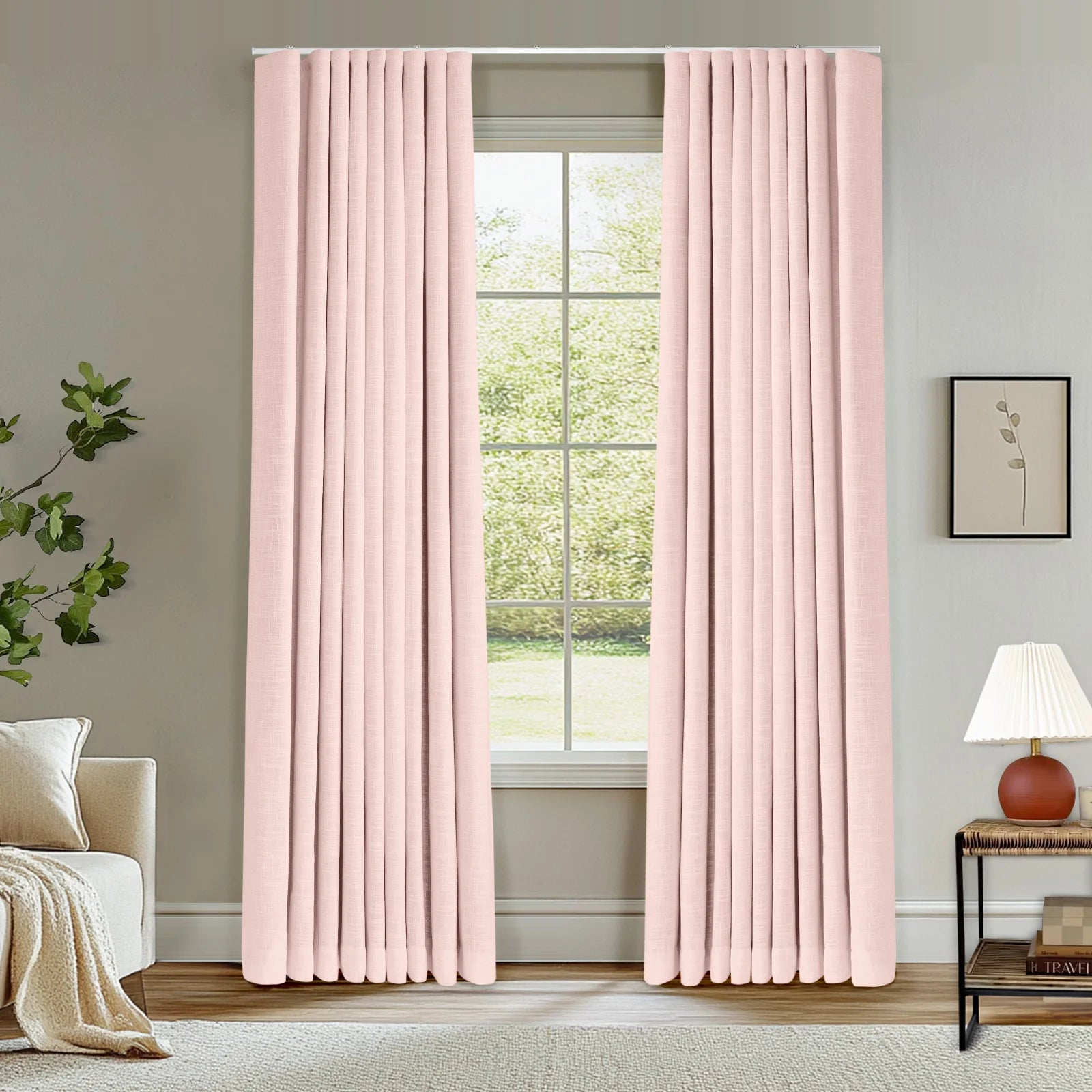 Zoe Linen Ripple Fold Drapery with Track Kit