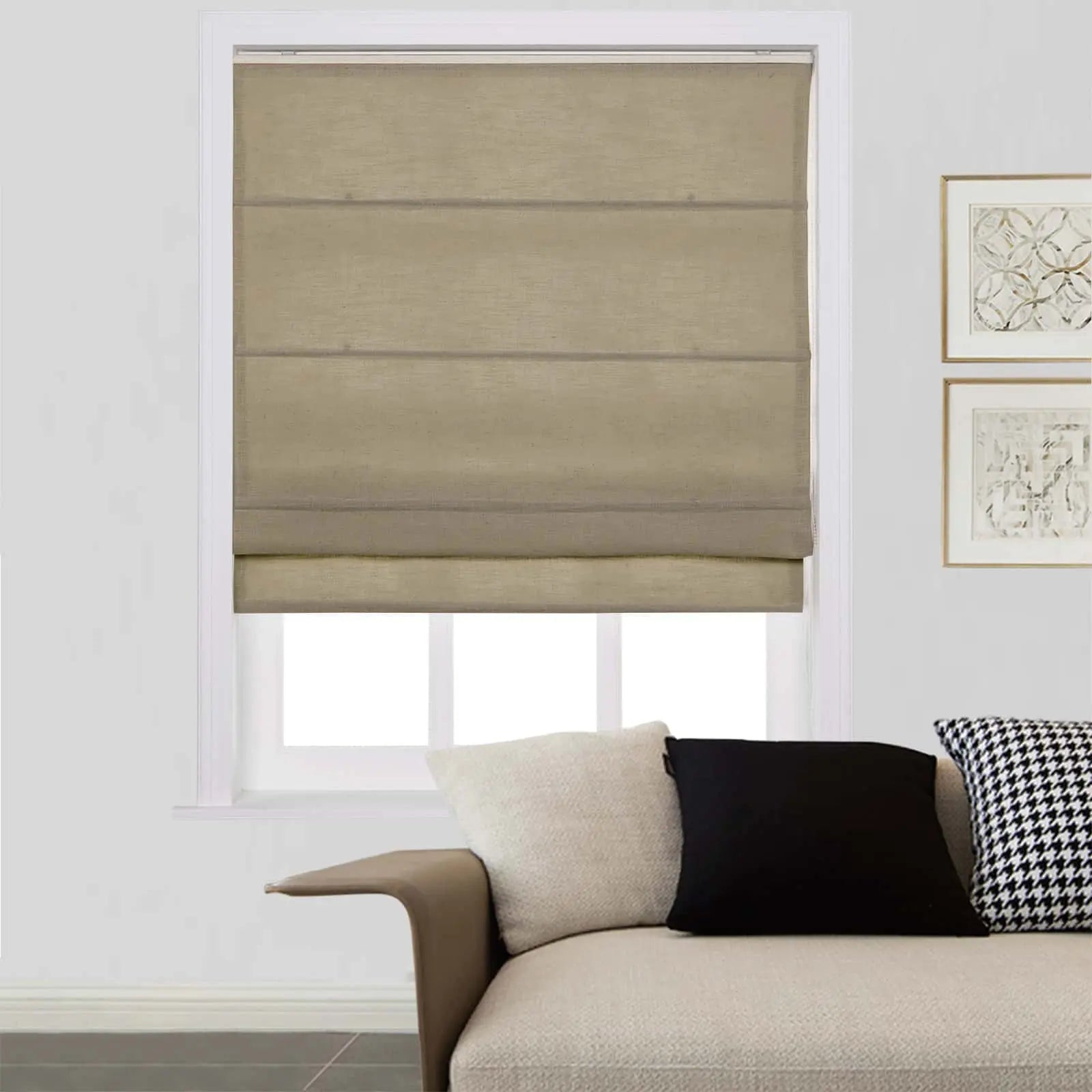 Zoe Linen Roman Shades Cord Lift