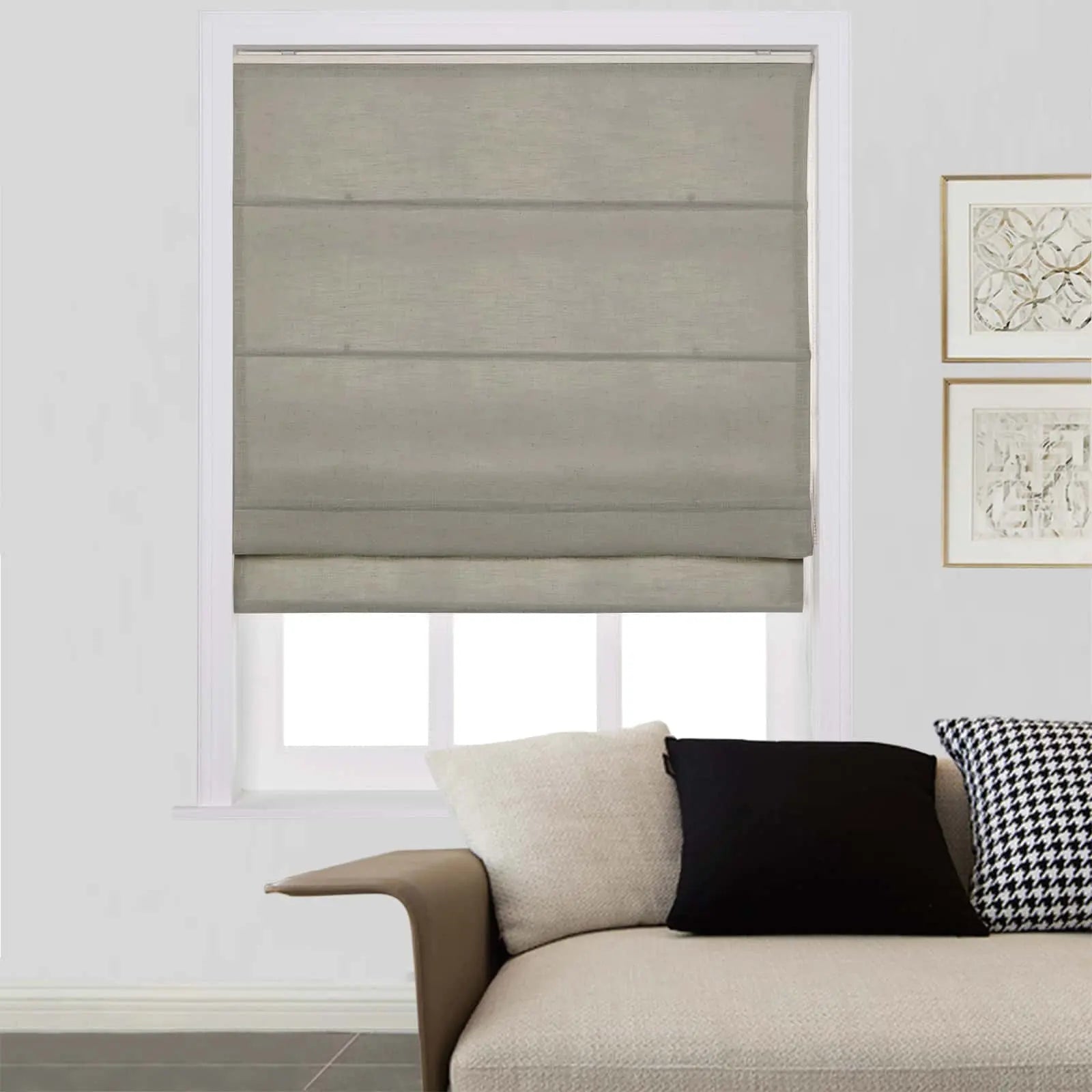 Zoe Linen Roman Shades Cord Lift