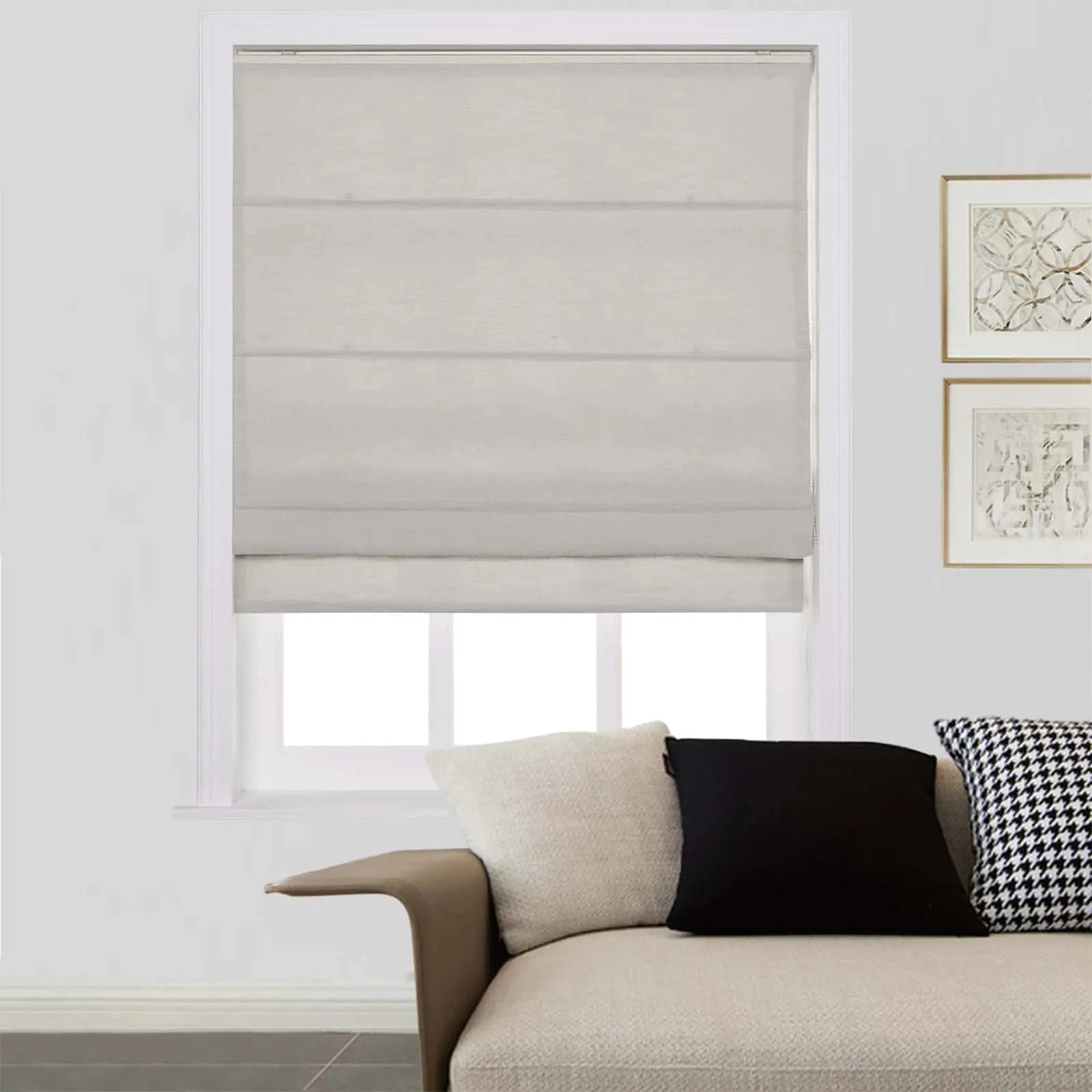 Zoe Linen Roman Shades Cord Lift