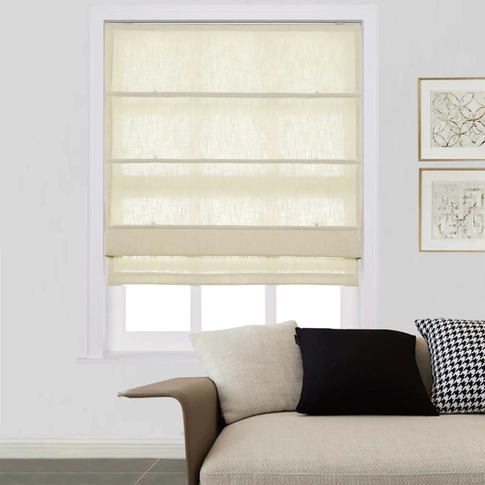 Zoe Linen Roman Shades Cord Lift