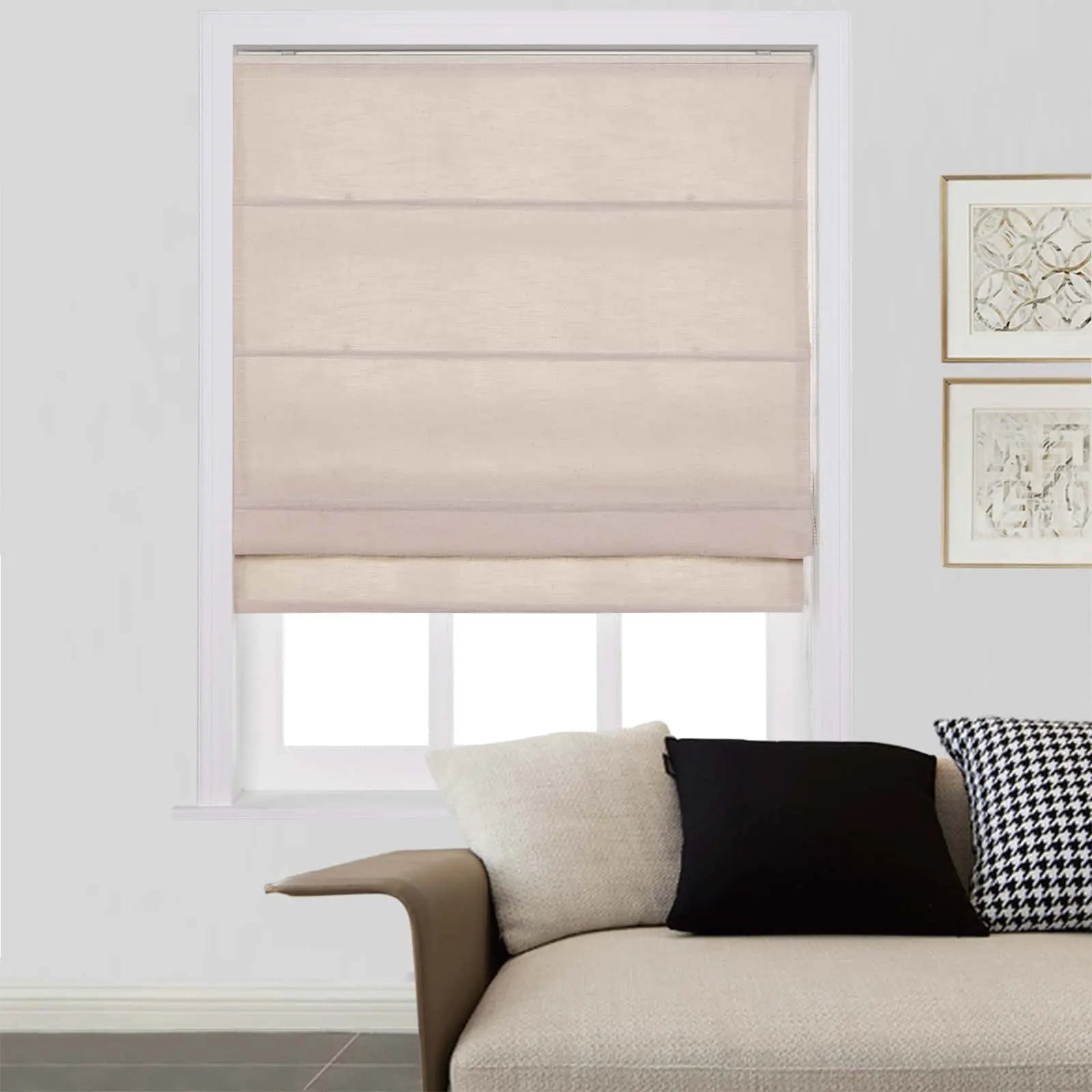 Zoe Linen Roman Shades Cord Lift
