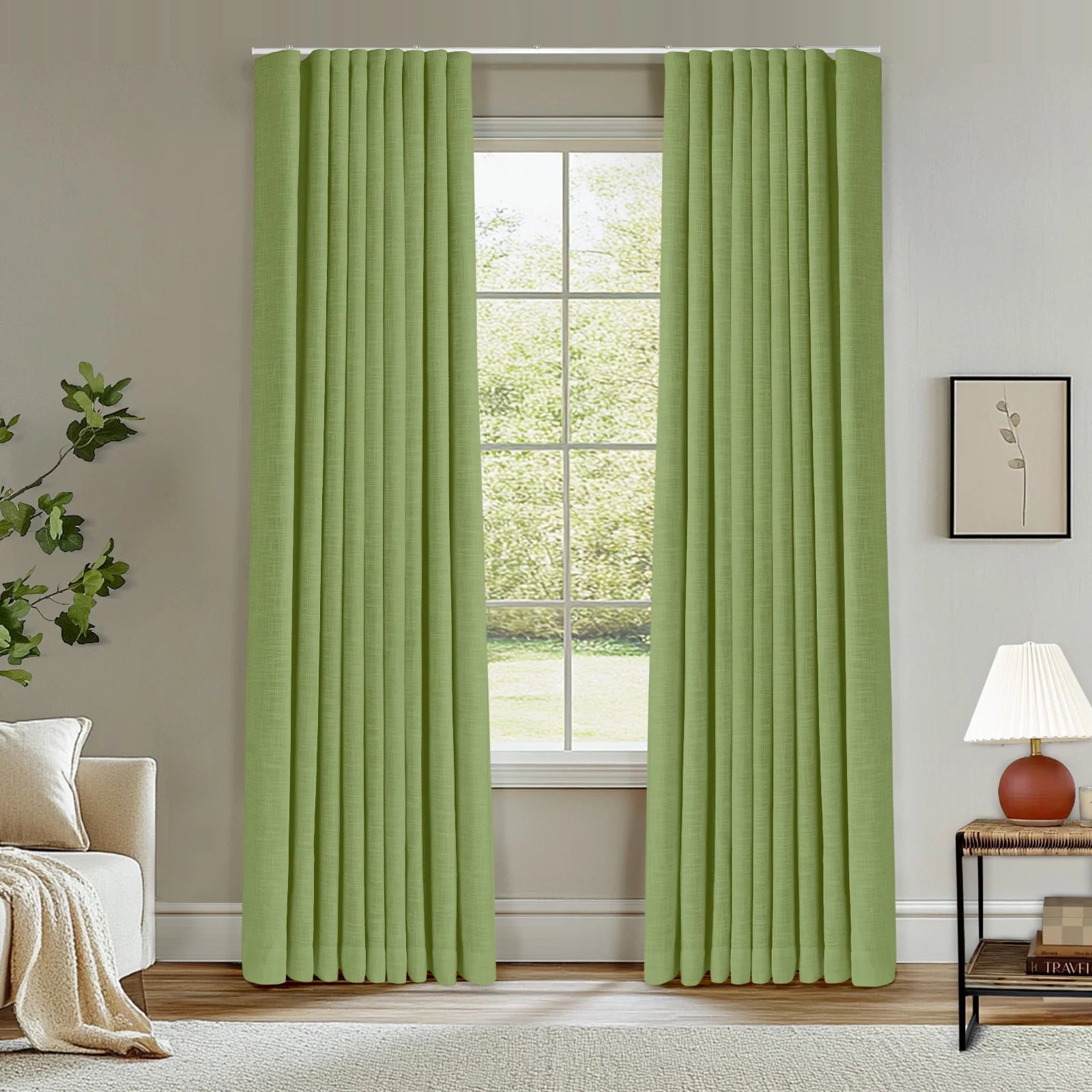 Zoe Linen Ripple Fold Drapery with Track Kit