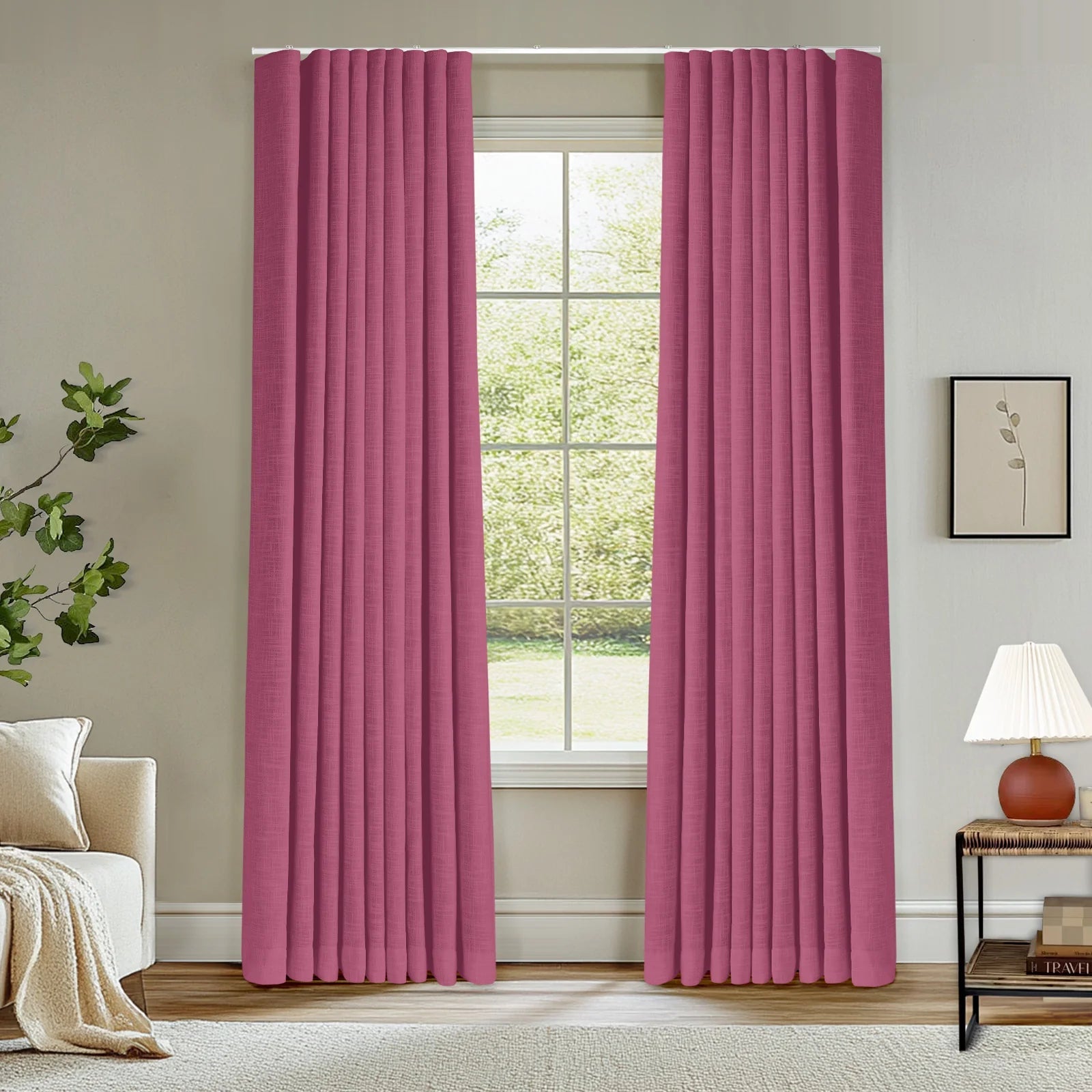 Zoe Linen Ripple Fold Drapery with Track Kit