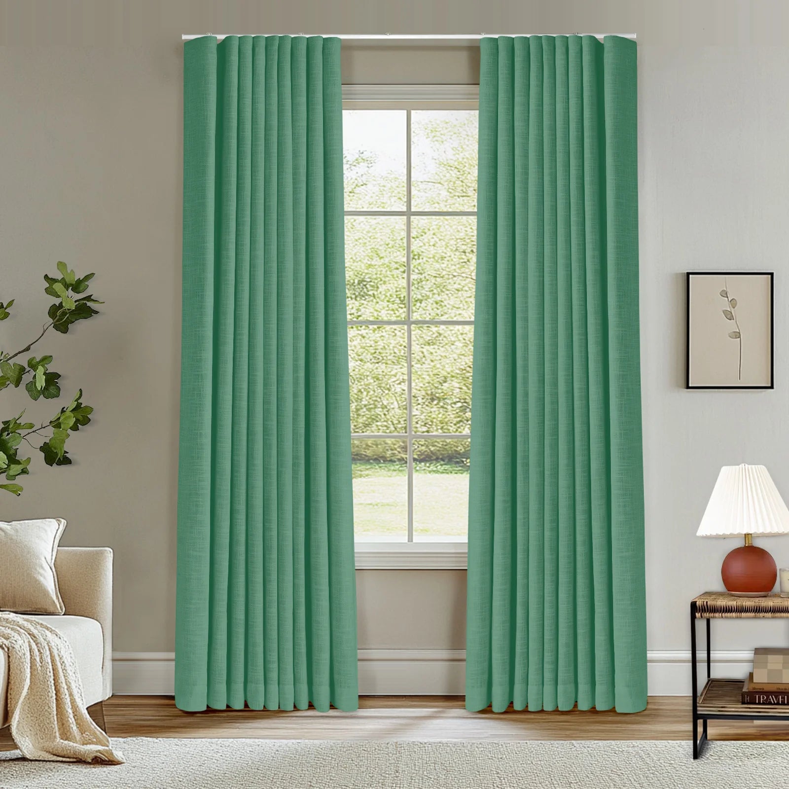 Zoe Linen Ripple Fold Drapery with Track Kit