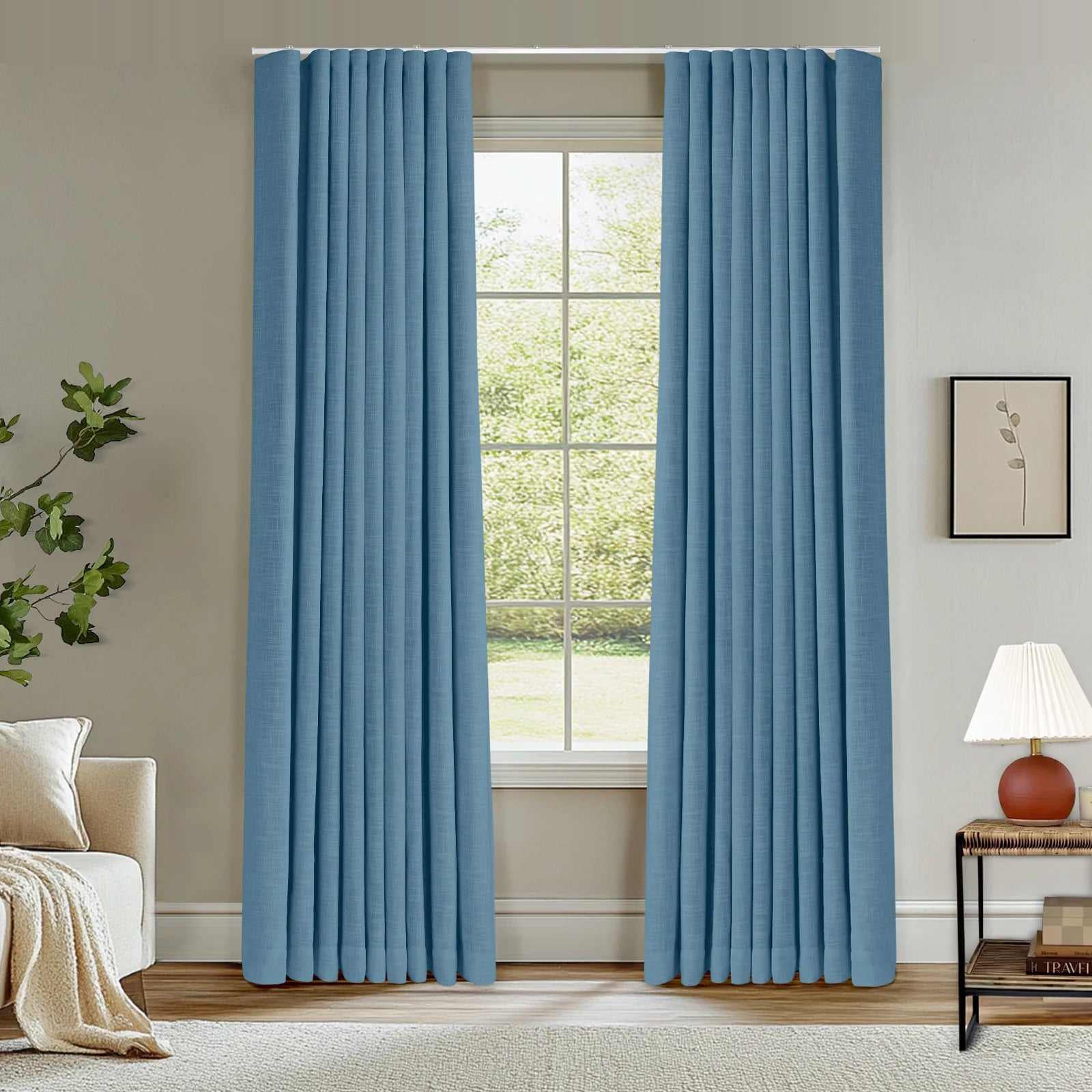 Zoe Linen Ripple Fold Drapery with Track Kit