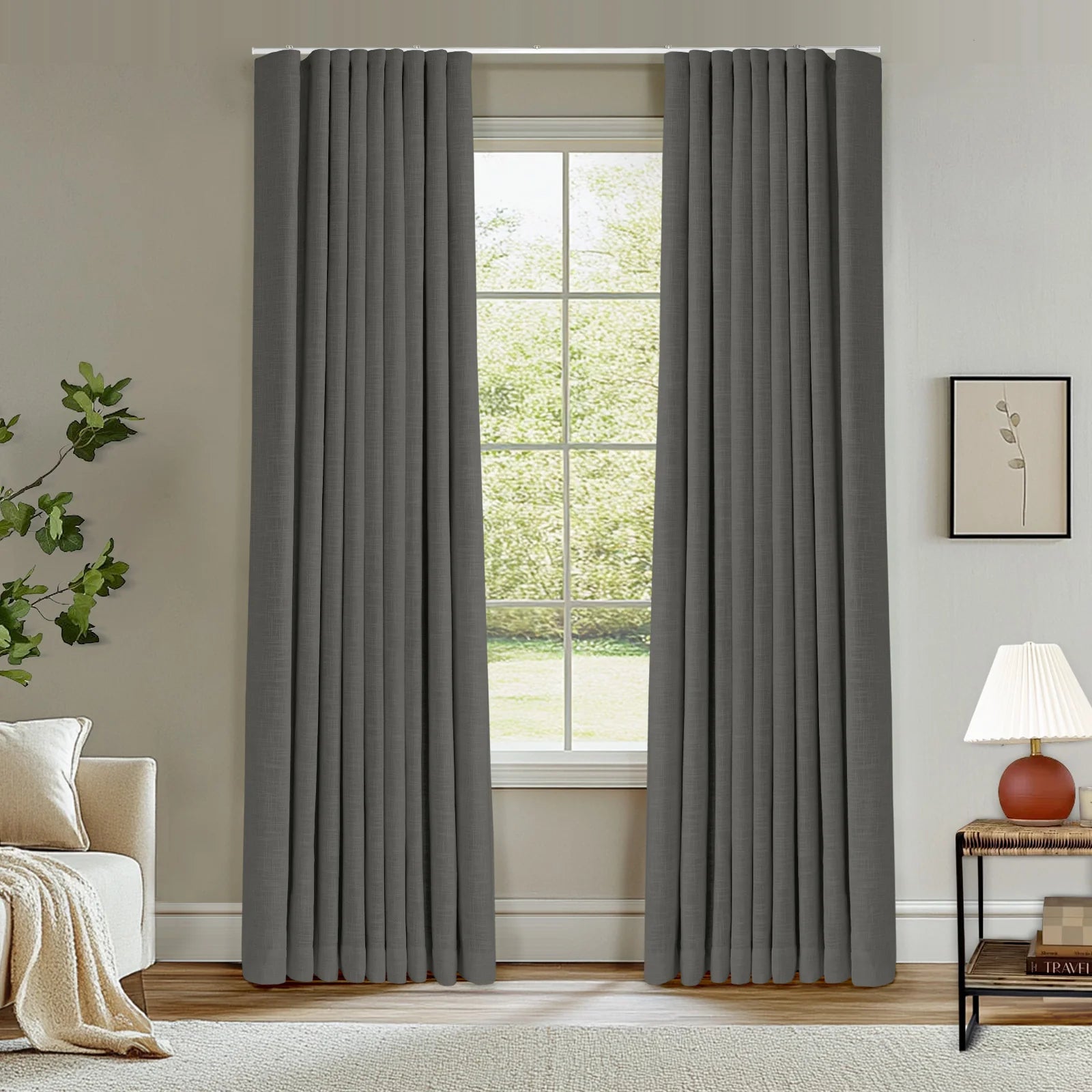 Zoe Linen Ripple Fold Drapery with Track Kit