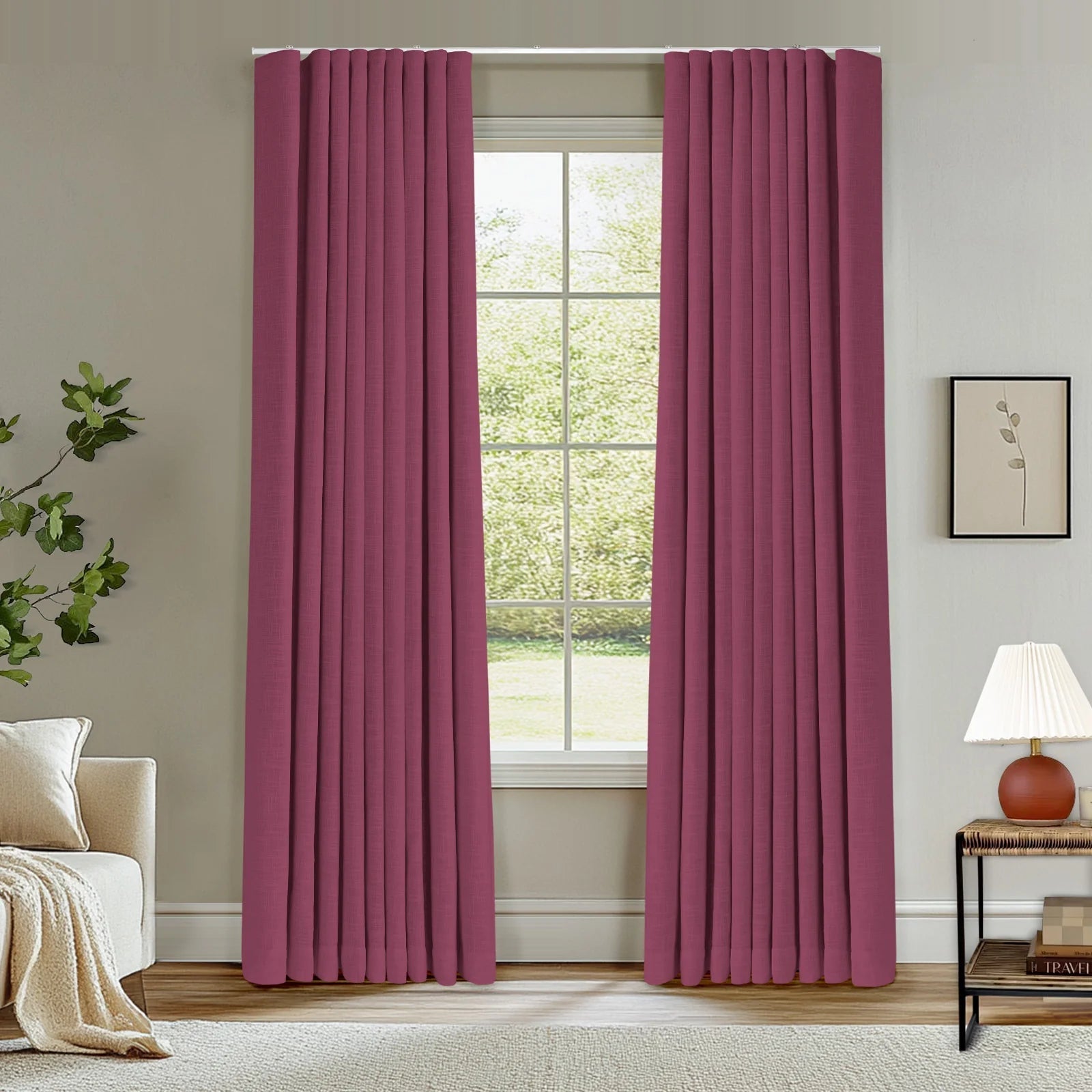 Zoe Linen Ripple Fold Drapery with Track Kit