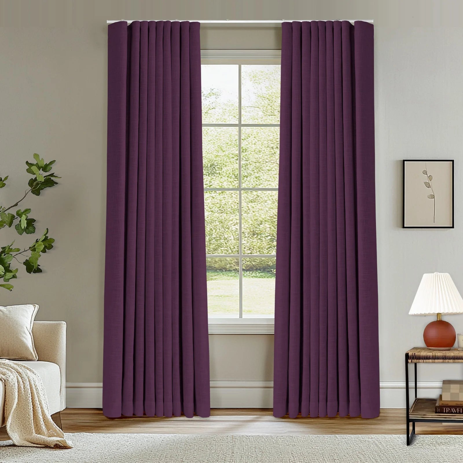 Zoe Linen Ripple Fold Drapery with Track Kit