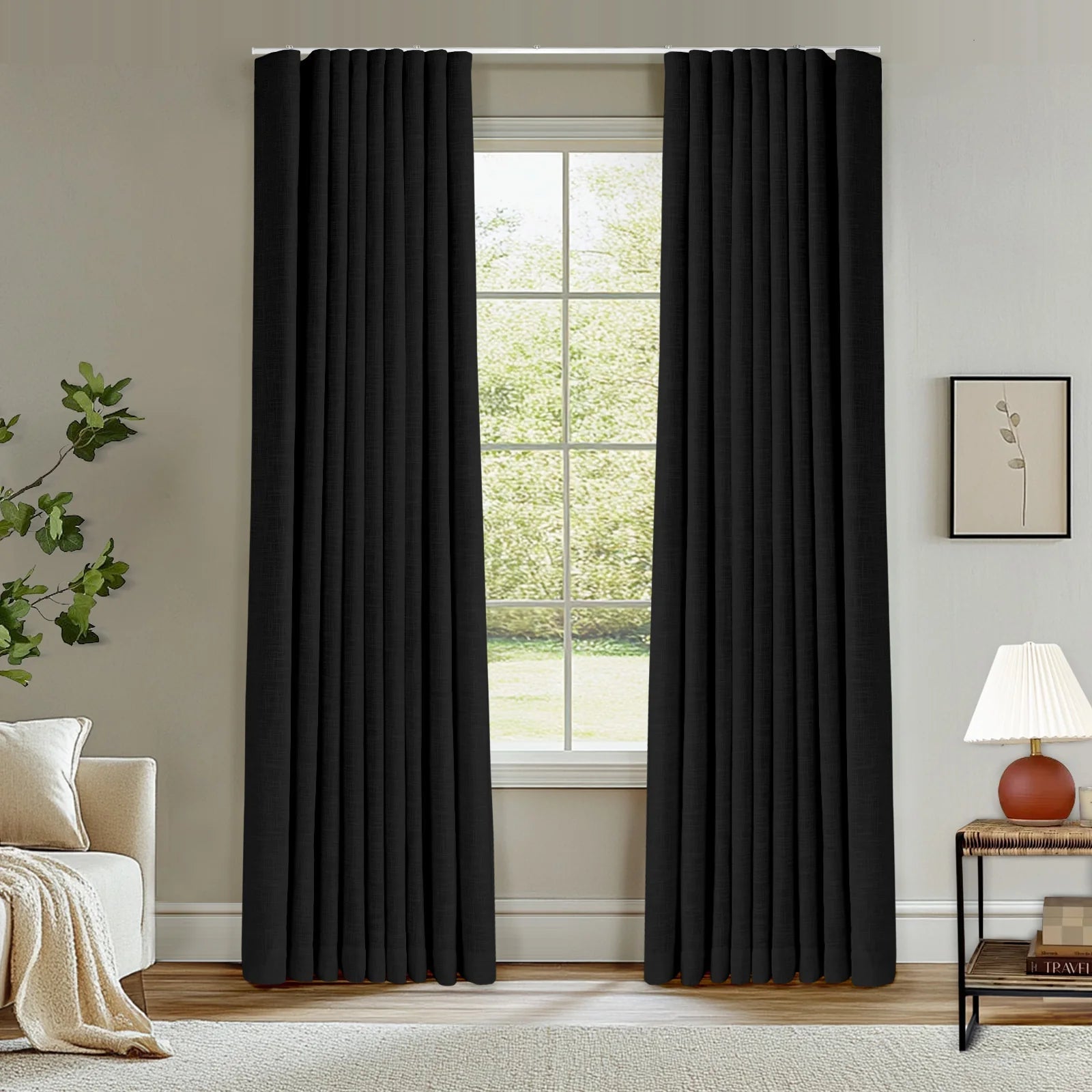 Zoe Linen Ripple Fold Drapery with Track Kit