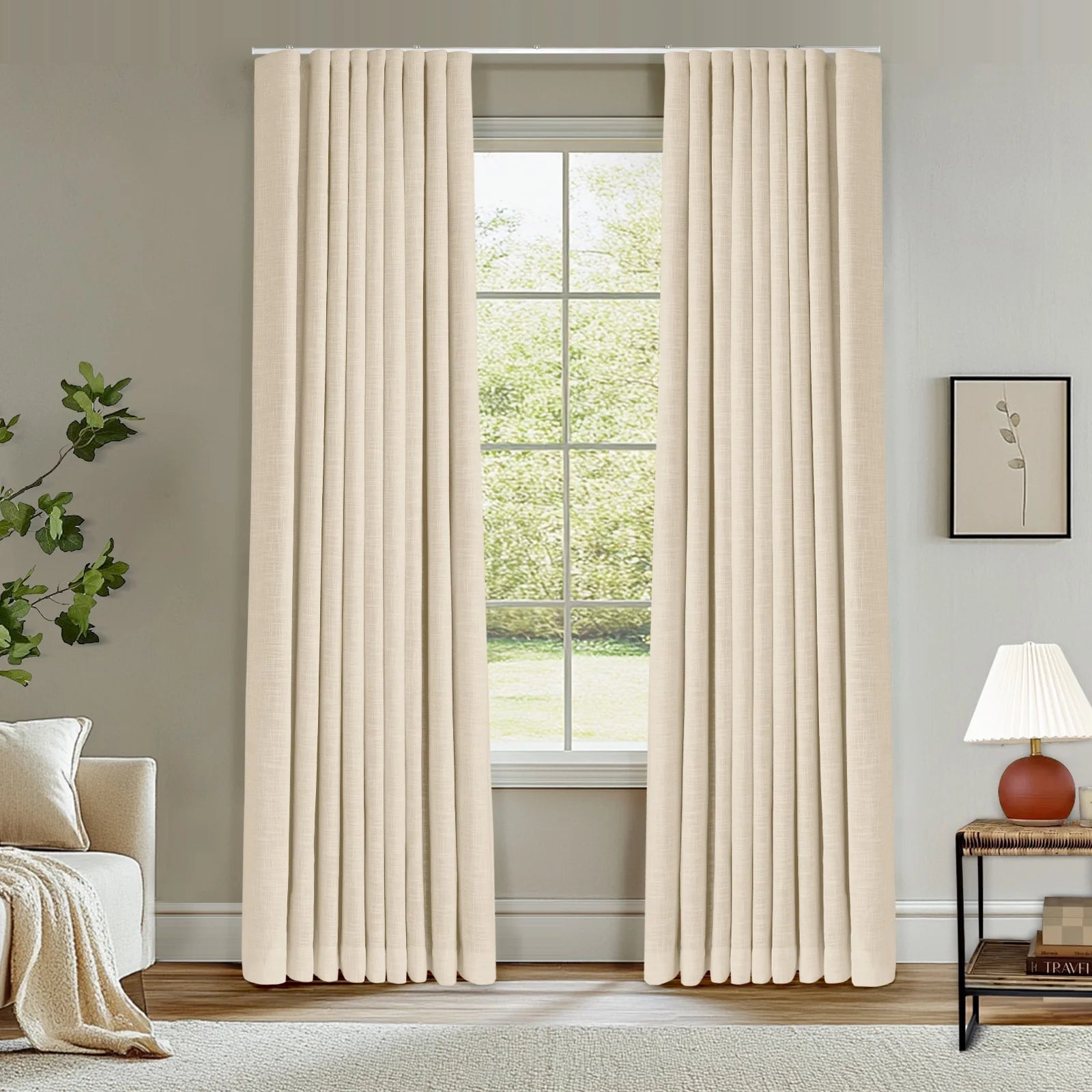 Zoe Linen Ripple Fold Drapery with Track Kit