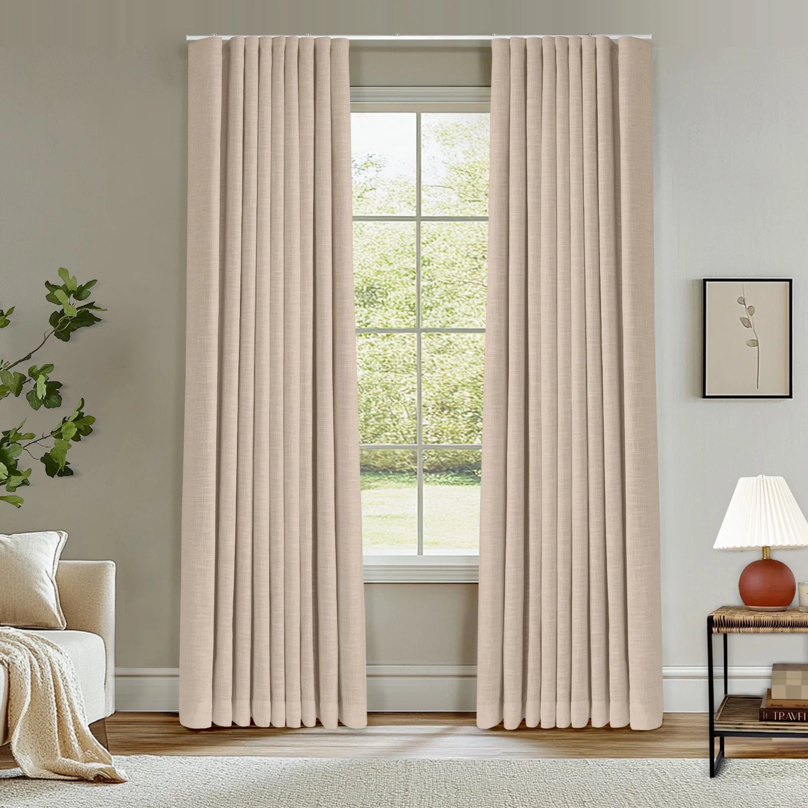 Zoe Linen Ripple Fold Drapery with Track Kit