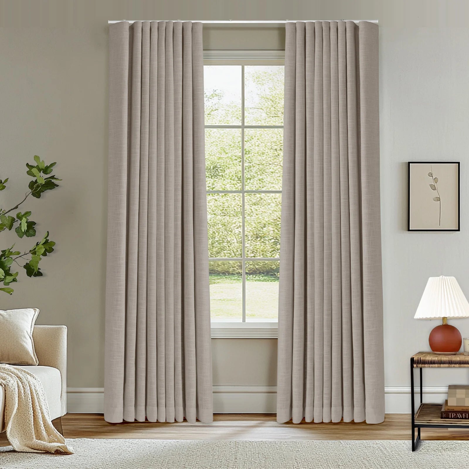 Zoe Linen Ripple Fold Drapery with Track Kit