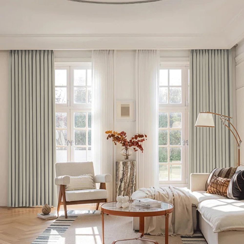 Luna Velvet Minimalist Ripple Fold Curtain with Track Kit