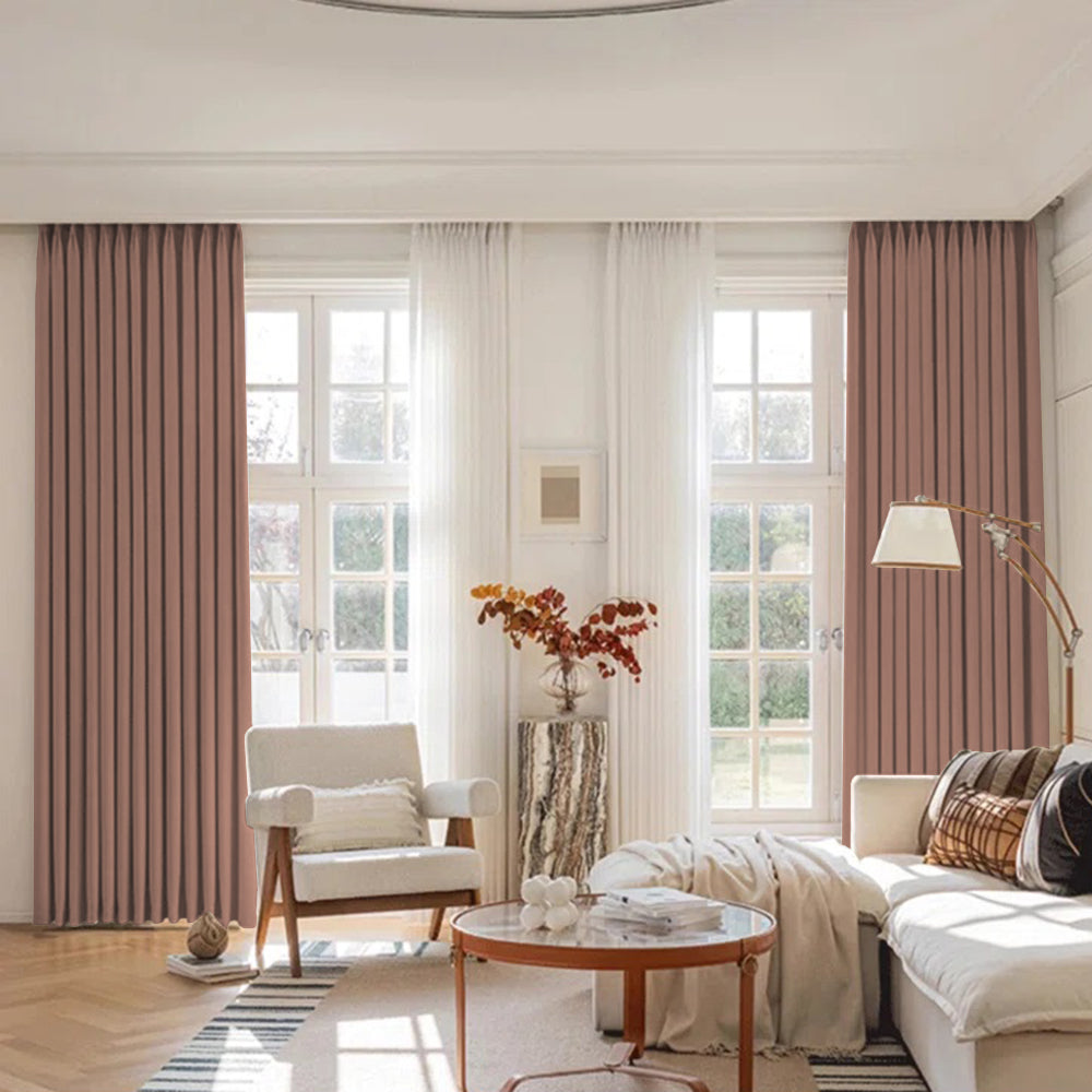 Luna Velvet Minimalist Ripple Fold Curtain with Track Kit