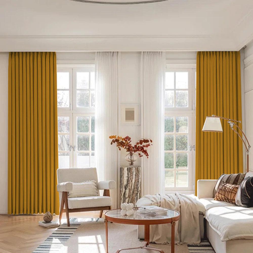 Luna Velvet Minimalist Ripple Fold Curtain with Track Kit