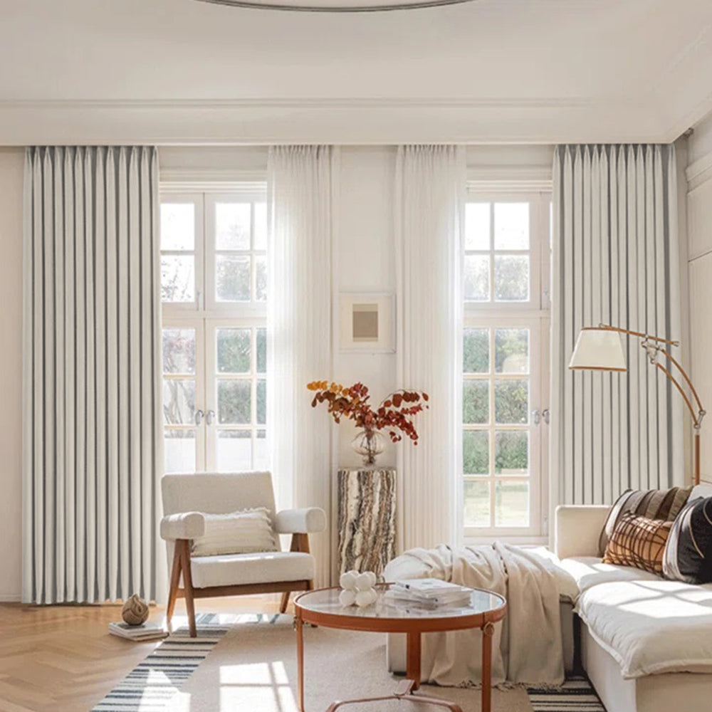 Luna Velvet Minimalist Ripple Fold Curtain with Track Kit