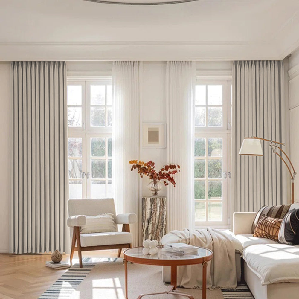 Luna Velvet Minimalist Ripple Fold Curtain with Track Kit