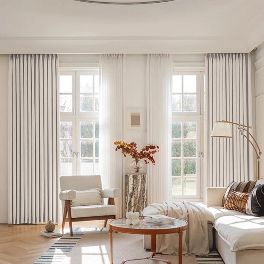 Luna Velvet Minimalist Ripple Fold Curtain with Track Kit