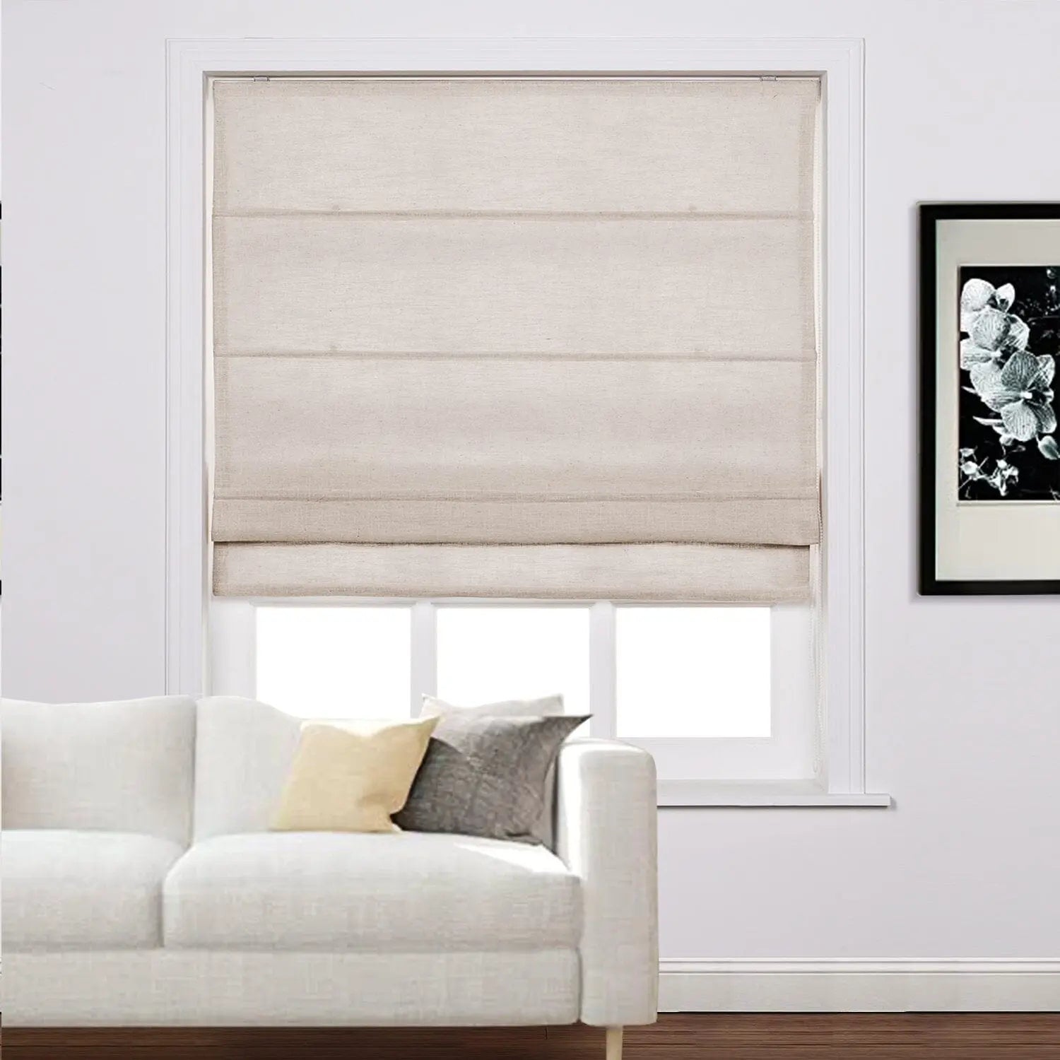 Zoe Linen Roman Shades Cord Lift